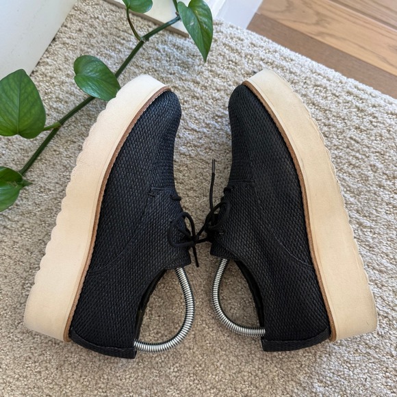 Vince ZINA RAFFIA Textured Platform SNEAKERS Women 8 BLACK LUXURY MINIMALIST